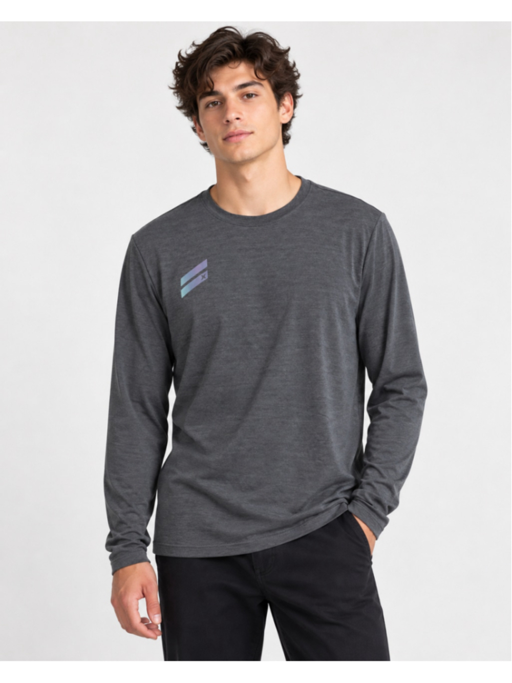 Hurley Men’s Long Sleeve Performance Shirt Gray Size Small
